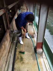 松阪牛牛舎の掃除